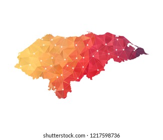 Honduras Map - Abstract geometric rumpled triangular low poly style gradient graphic on white background , line dots polygonal design for your . Vector illustration eps 10.