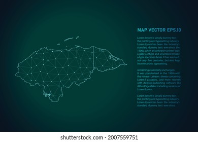 honduras map. Abstract mash line and point scales on dark background . 3D mesh polygonal network line, design sphere, dot and structure. Vector illustration eps 10.