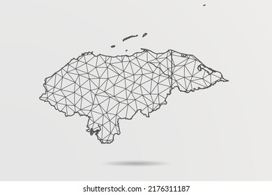 Honduras Map - Abstract mash line and point scales on white background with World Map. Wire Frame 3D mesh polygonal network line, design sphere, dot and structure - Vector illustration eps 10