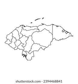 Honduras map with administrative divisions. Vector illustration.