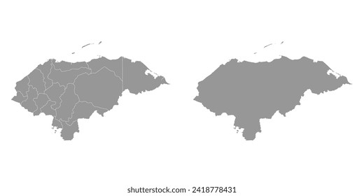 Honduras map with administrative divisions. Vector illustration.