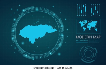 Honduras map of blue digital frame Futuristic Sci Fi Modern User vector HUD, GUI, UI interface.
