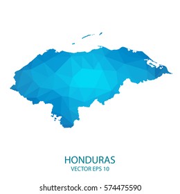 Honduras map - blue geometric rumpled triangular low poly style gradient graphic background , polygonal design for your . Vector illustration eps 10.