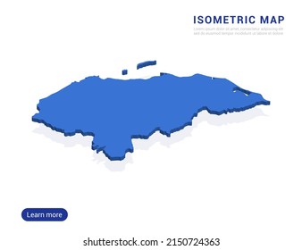 Honduras map blue isolated on white background with 3d isometric vector illustration.
