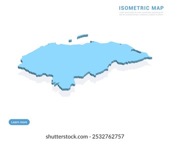 Honduras mapa azul sobre fundo branco com vetor isométrico.