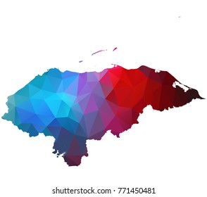 honduras map. Blue and Red polygonal shape vector illustration on white background. Vector illustration eps 10.