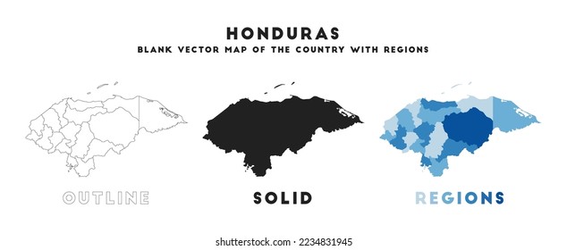 Honduras map. Borders of Honduras for your infographic. Vector country shape. Vector illustration.