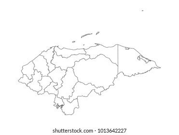 Honduras Map Country Borders Thin Black Stock Vector (Royalty Free ...