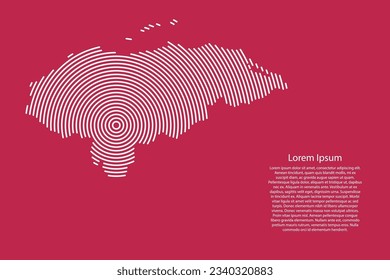 Honduras map country from white futuristic concentric circles on red viva magenta background