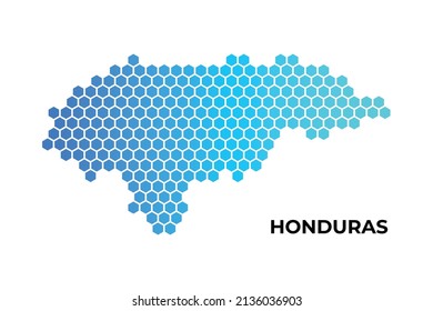 Honduras map digital hexagon shape on white background vector illustration