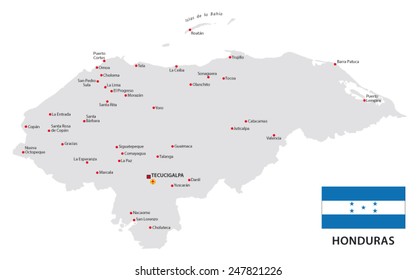 honduras map with flag