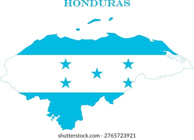 Honduras Map Flag Central America National Vector Outline Design