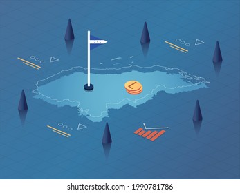 Honduras Map, Flag and Currency Modern Isometric Business and Economy Vector Illustration Design