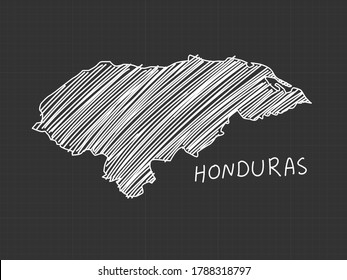 Honduras map freehand sketch on black background.