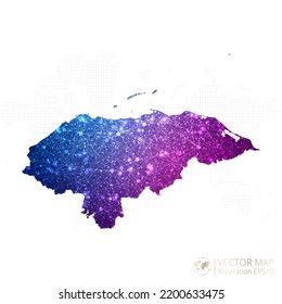 Honduras map in geometric wireframe blue with purple polygonal style gradient graphic on white background. Vector Illustration Eps10.
