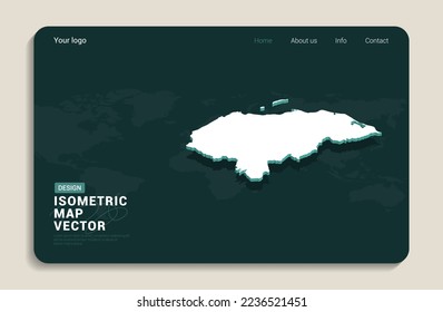 Honduras mapea el fondo verde con vector isométrico. Plantilla de diseño de banners Web.