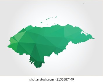 Honduras Map Green Color on white background polygonal