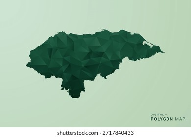 Mapa de Honduras - Ilustração de Vetor Estilo Polígono Verde, Design Geométrico de Poli Baixo com Silhueta Limpa no Fundo verde macio.