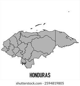 Honduras map in grey style isolated on white background. Vector illustration