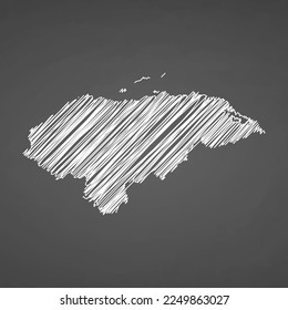 Honduras map hand drawn sketch. Vector concept illustration flag, scribble map. Country map for infographic, brochures and presentations isolated on black background. Vector illustration.