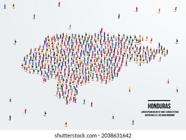 Honduras Map. Large group of people form to create a shape of the Honduras Map. vector illustration.