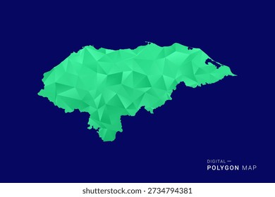 Honduras Karte - Low-Poly-Polygon-Vektor, geometrische dreieckige Silhouette in Grün-und Blautönen, sauberen modernen Stil, isolierter Hintergrund für die Infografik verwenden.