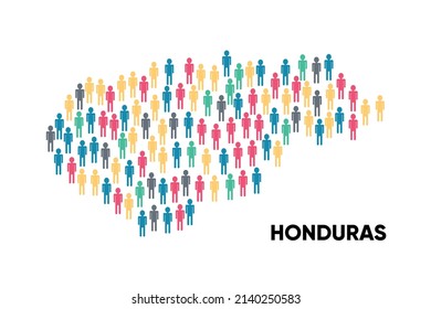 Honduras Karte von einer Gruppe von Menschen, Bevölkerung. Globalisierung. Menschen aus verschiedenen Ländern