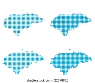 Honduras map mosaic set. Isolated on white background.