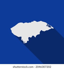 Honduras-Karte auf blauem Hintergrund mit langem Schatten