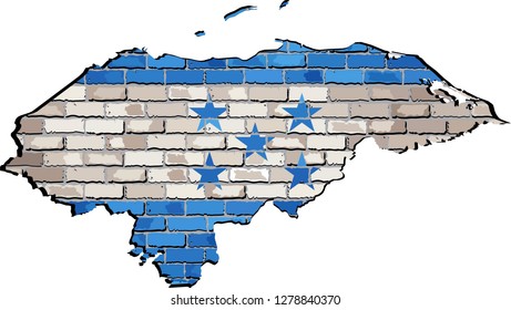 Honduras map on a brick wall - Illustration