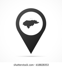 Honduras Map on location pin. Map pointer isolated on a white background.
Conceptual vector illustration.
