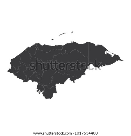 Honduras map on white background vector, Honduras Map Outline Shape Black on White Vector Illustration, High detailed black illustration map -Honduras.