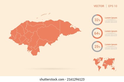 Honduras map orange abstract infographic vector.