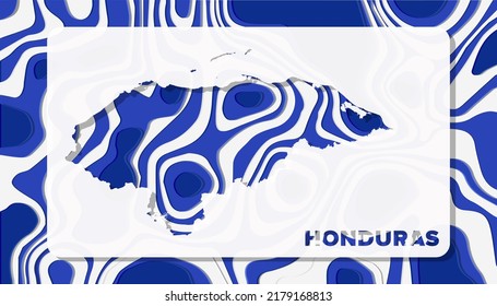 Honduras Map with Paper Cut Waves Background Shape perfect for Greeting Card, Desktop Wallpaper, and Banner