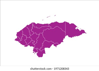 Honduras Map pink Color on White Backgound