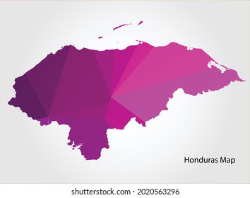 Honduras Map pink Color on white background polygonal