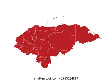 Honduras Map Red Color on White Backgound
