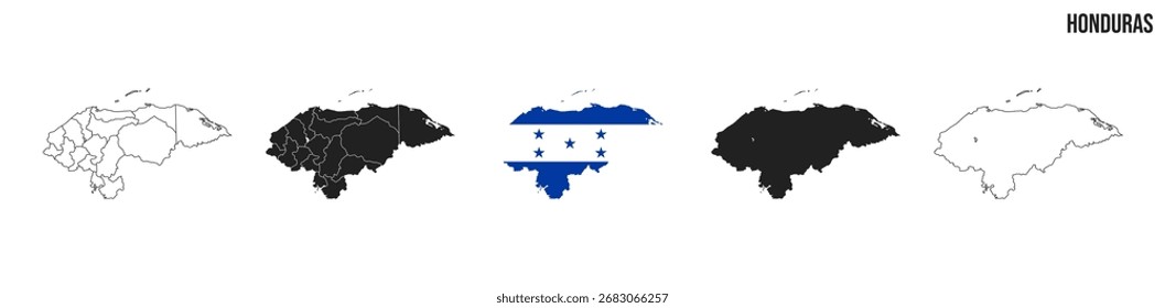 Conjunto de mapas de Honduras. Vector EPS 10