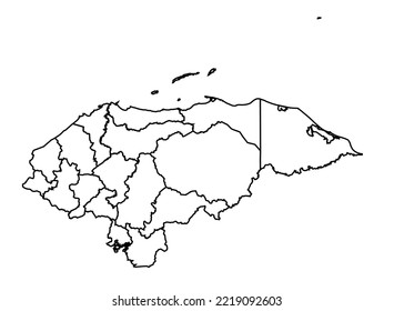 Honduras Map shadow in minimal line outline thin shape isolated vector illustration