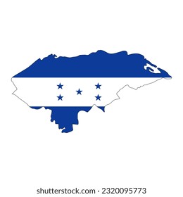 Honduras map silhouette with flag isolated on white background