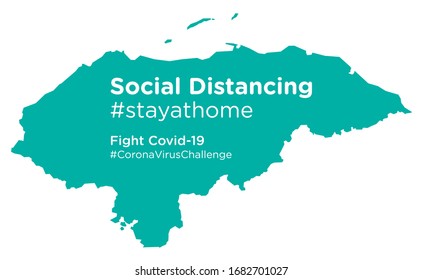 Honduras map with Social Distancing stay at home tag