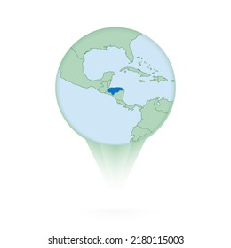 Honduras map, stylish location icon with Honduras map and flag. Green pin icon.