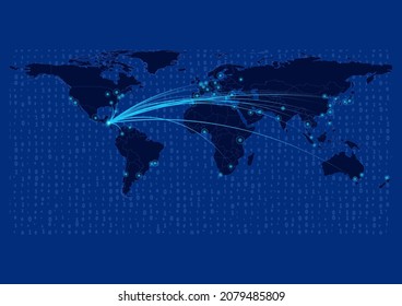 Mapa de Honduras para tecnología o innovación o conceptos de exportación. Conexiones del país con las principales ciudades del mundo. El archivo es adecuado para la edición digital y las impresiones de todos los tamaños.