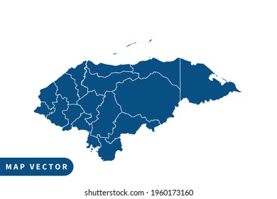 Honduras map vector, blue color . on white background. vector eps 10.
