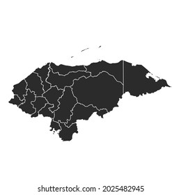 Mapa de Honduras vector, color oscuro.aislado en fondo transparente. 