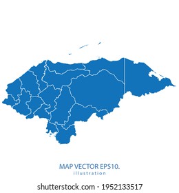 honduras map vector EPS.10 color azul. sobre fondo blanco.