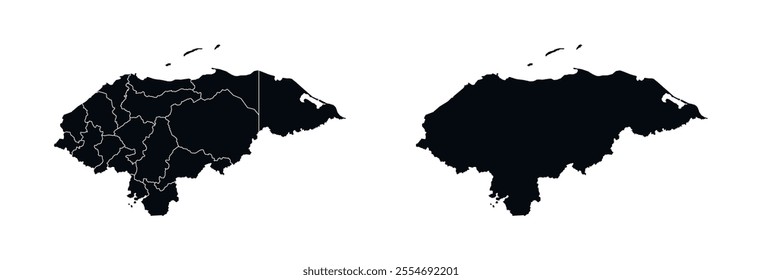 Honduras Map vector icon. Map of Honduras Black Silhouette.