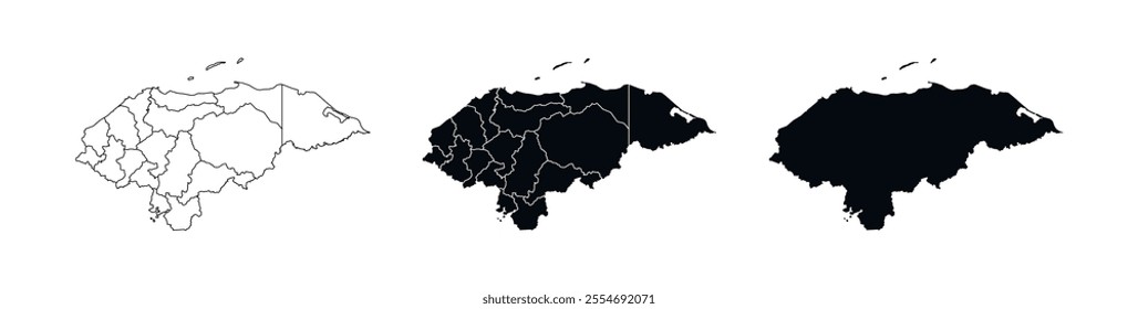 Honduras Map vector icon. Map of Honduras various styles.