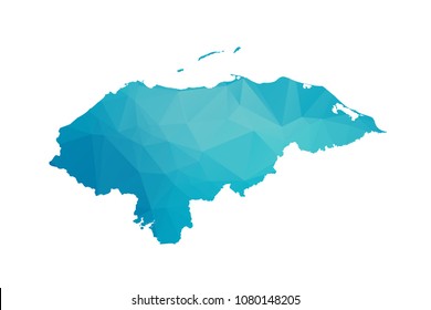 Honduras map vector illustration in polygonal style,Low poly design on white background