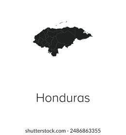 Honduras Map Vector Illustration - Silhouette, Outline, Honduras Travel and Tourism Map